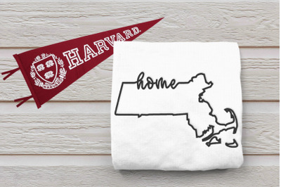 Massachusetts Home State Outline | Embroidery