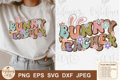 Bunny teacher svg png sublimation&2C; distressed png sublimation