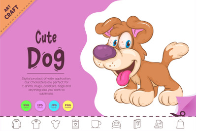 Cute Cartoon Dog. Clipart.