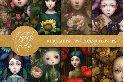 Seamless Faces &amp; Flower Patterns