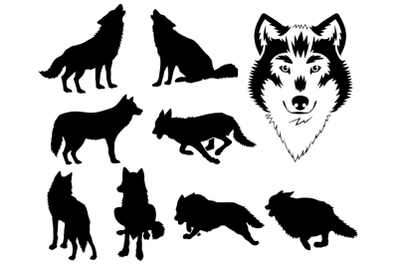 Wolf Stencil, Wolf Head Stencil, Wolves SVG Digital Stencil.