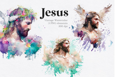 Jesus Christ Vintage Watercolor Clipart