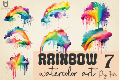 Watercolor Rainbow Clipart, Sublimation png bundle