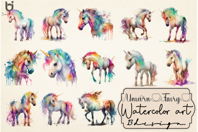 Unicorn, Fairy Watercolor Sublimation Bundle PNG Clipart