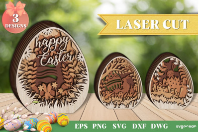 3D Easter Eggs Laser Cut | SVG | Glowforge