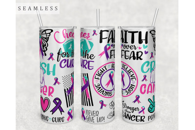 Thyroid Cancer Awareness Tumbler Wrap, 20 Oz Skinny Tumbler PNG