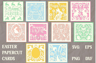 Easter Papercut Cards 10 layered SVG items