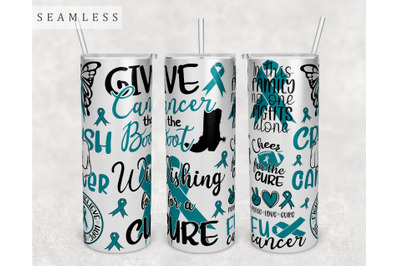 Ovarian Cancer Awareness Tumbler Wrap, 20 Oz Skinny Tumbler PNG