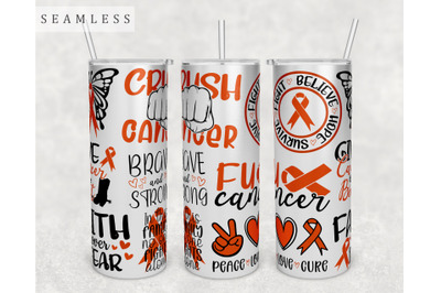 Kidney Cancer Awareness Tumbler Wrap, 20 Oz Skinny Tumbler PNG