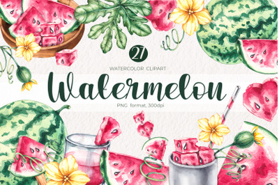 Watercolor watermelon / Watercolor clipart PNG