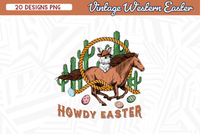 Howdy Easter Bunny on a Western Horse