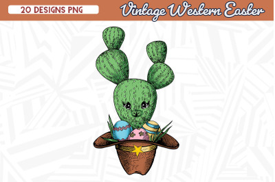 Vintage Bunny Cactus Western Easter