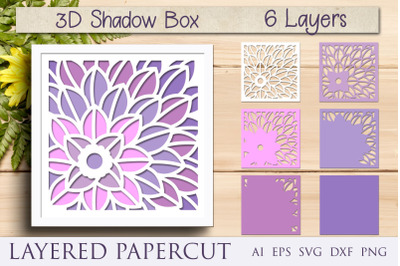 3d flower shadow box papercut, Floral layered