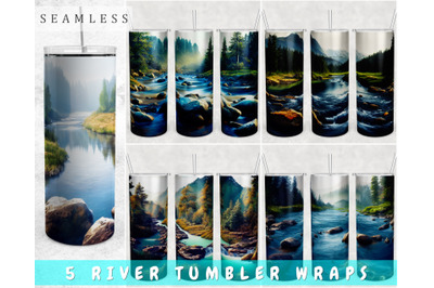 River Tumbler Wraps Bundle, 20 Oz Skinny Tumbler River Sublimation PNG