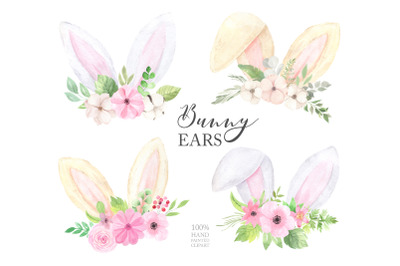 Watercolor Easter Bunny Ears Clipart