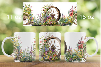 Spring mug wrap design Garten boots mug sublimation png