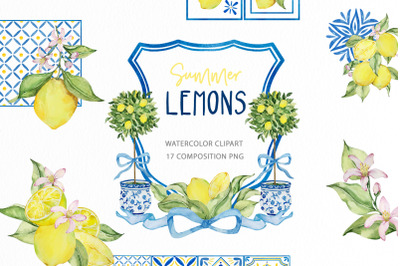 Watercolor Lemon Composition clipart