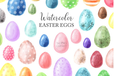 Watercolor Easter Colorful Eggs Clipart