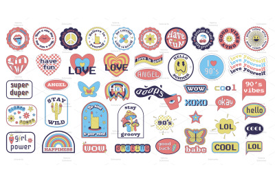 46 y2k retro typographic stickers