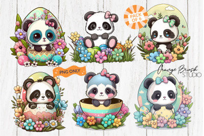 Easter Panda Clipart Bundle,  Easter PNG bundle
