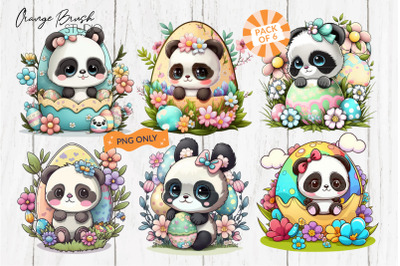 Easter Panda Clipart, Baby Panda PNG Sublimation Bundle