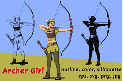 Archer Girl Character Clipart