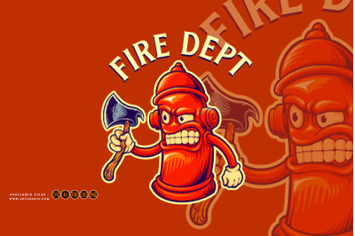 Hydrant fire dept axe logo cartoon illustrations