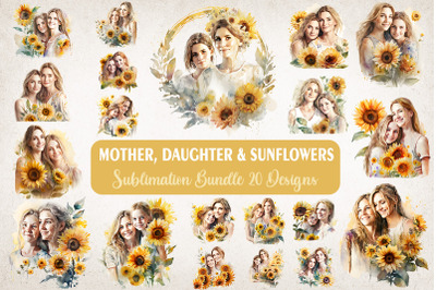 Mother Daughter And Sunflowers Bundle