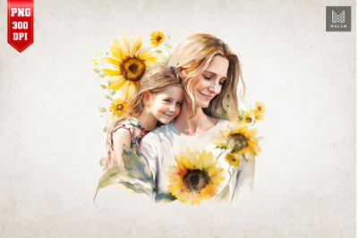 Mother, Daughter And Sunflowers 18