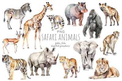 Safari Animals Watercolour Clipart