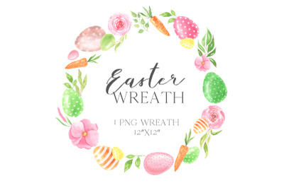 Watercolor Easter Wreath PNG Clipart
