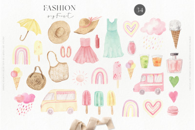 Watercolor Spring Fashion PNG Clipart