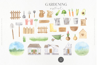 Watercolor Gardening Farm PNG Clipart