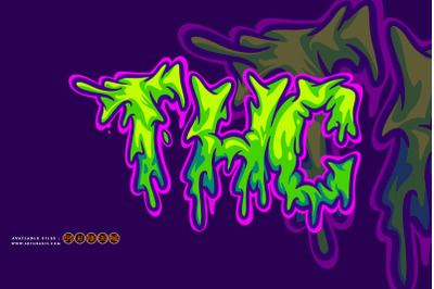 Weed thc word melted lettering text illustrations