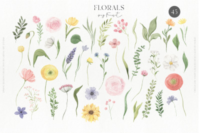 Watercolor Spring Flowers PNG Clipart