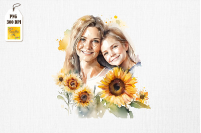 Mother &amp;amp; Daughter With Sunflowers 2