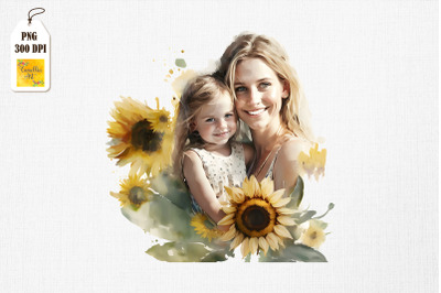 Mother &amp; Daughter With Sunflowers 5