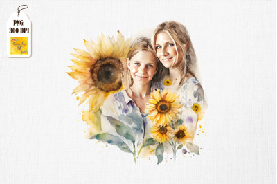 Mother &amp;amp; Daughter With Sunflowers 7