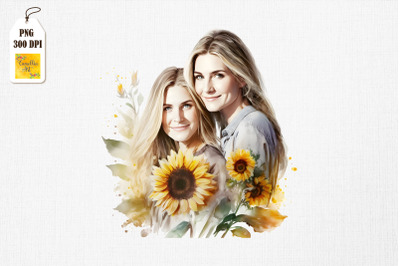 Mother &amp;amp; Daughter With Sunflowers 10
