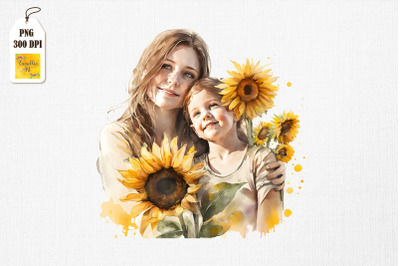 Mother &amp;amp; Daughter With Sunflowers 11