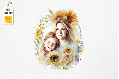 Mother &amp;amp; Daughter With Sunflowers 13