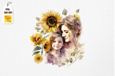 Mother &amp;amp; Daughter With Sunflowers 15