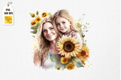 Mother &amp;amp; Daughter With Sunflowers 17