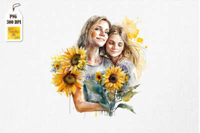 Mother &amp;amp; Daughter With Sunflowers 18