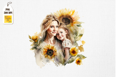 Mother &amp;amp; Daughter With Sunflowers 19