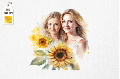 Mother &amp;amp; Daughter With Sunflowers 20