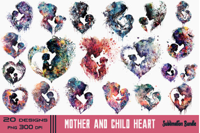 Mother And Child Heart Sublimation Bundle