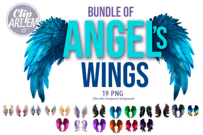 Wings of Angels Clip Art Bundle 19 PNG Watercolor Digital Images