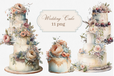 Wedding Cake Clipart Watercolor Vintage