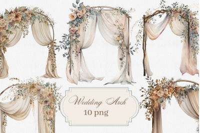 Watercolor Wedding clipart includes wedding arches PNG files